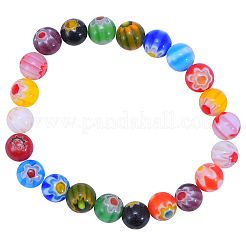 Millefiori Glass Round-Single Flower Bead Strands&nbsp;LAMP-CJ0001-15