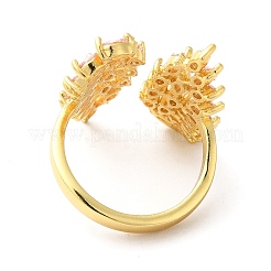 Cubic Zirconia Wing Open Cuff Rings&nbsp;RJEW-Q167-01G-01