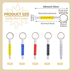5Pcs 5 Colors Aluminum Practical 6-in-1 Keychain Pen&nbsp;AJEW-TA0002-13A