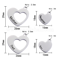 8Pcs 4 Styles Hollow Heart with Word&nbsp;STAS-CJ0001-223