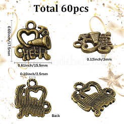 60Pcs Tibetan Style Alloy Pendants&nbsp;FIND-SC0018-05