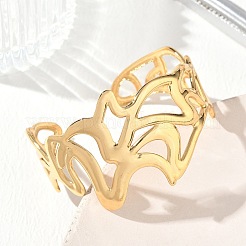 304 Stainless Steel Cuff Bangles for Women&nbsp;SA-CBAEBCF-01G-A
