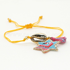 Bohemian Ethnic Style Geometric Miyuki Beaded Star with Flamingo Charm Adjustable Braided Bracelets for Women&nbsp;ZA1517