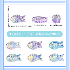 100Pcs 5 Colors  Fish Handmade Glass Beads&nbsp;GLAA-SC0002-80C