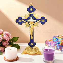 Religion Alloy Enamel Crucifix Cross Statue Display Decorations&nbsp;DJEW-WH0043-105E