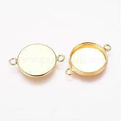 Flat Round Brass Bezel Cabochon Connector Settings&nbsp;X-KK-B537-G