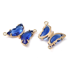Brass Pave Faceted Glass Connector Charms&nbsp;FIND-Z020-04B