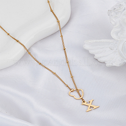 1Pc Letter & Heart Stainless Steel Lariat Necklaces for Women&nbsp;NJEW-LP0002-87G-X