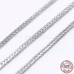 Anti-Tarnish Adjustable Rhodium Plated 925 Sterling Silver Wheat Chain Necklaces&nbsp;NJEW-L456-003A-P