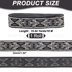 Ethnic Style Polyester Jacquard Fleur De Lis Ribbon&nbsp;OCOR-WH0086-72A-01