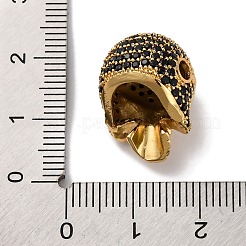 Skull Shape Rack Plating Brass with Cubic Zirconia Beads&nbsp;KK-S406-14G