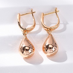 Brass Teardrop Hoop Earrings&nbsp;EJEW-K300-27G