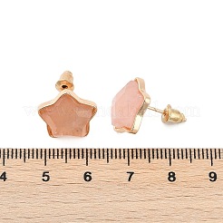 Natural Rose Quartz Stud Earrings&nbsp;EJEW-H153-01G-02