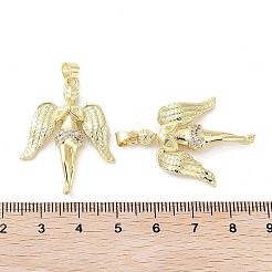 Rack Plating Angel Brass Micro Pave Cubic Zirconia Pendants&nbsp;KK-E102-12G