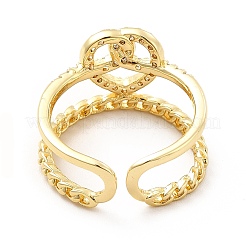 Clear Cubic Zirconia Heart Knot Open Cuff Ring&nbsp;KK-H439-26G