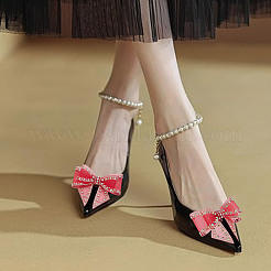 4Pcs 2 Colors Bowknot Polyester Rhinestone Shoe Decorations&nbsp;AJEW-HY0001-80A