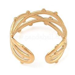 Ion Plating(IP) 304 Stainless Steel Open Cuff Rings for Women High Polished&nbsp;RJEW-Z057-10G-01
