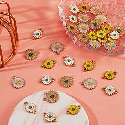 40Pcs 4 Style Golden Tone Alloy Enamel Links Connectors&nbsp;ENAM-SZ0002-74