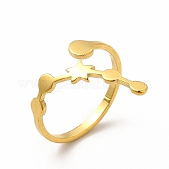 Ion Plating(IP) 304 Stainless Steel Morning Star Open Cuff Ring for Women&nbsp;RJEW-B027-12G
