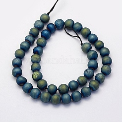 Electroplate Natural Druzy Agate Beads Strands&nbsp;X-G-G708-8mm-10
