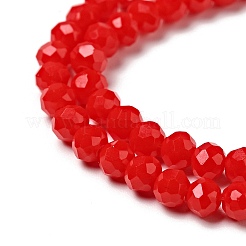 1 Strand Opaque Solid Red Color Faceted Crystal Glass Rondelle Beads Strands&nbsp;X-EGLA-F049A-02