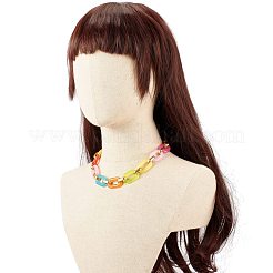 Two Tone Acrylic Cable Chain Necklace for Teen Girl Women&nbsp;NJEW-JN03758