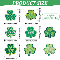 32Pcs 8 Styles Clover Computerized Embroidery Polyester Iron on/Sew on Patches&nbsp;PATC-CY0001-57