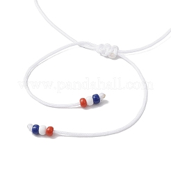 Independence Day Natural Carnelian & White Jade & Dyed Yellow Jade Gemstone Round Beads Braided Bracelets&nbsp;BJEW-MZ00178-01