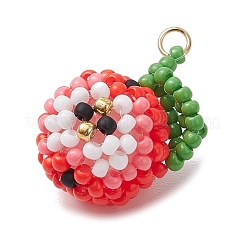 Handmade Glass Seed Beaded Apple Pendants&nbsp;PALLOY-MZ00397
