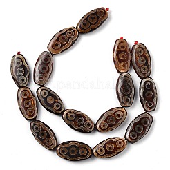 Oval with 3-Eye Pattern Tibetan Style dZi Beads Strands&nbsp;G-NH0001-14B