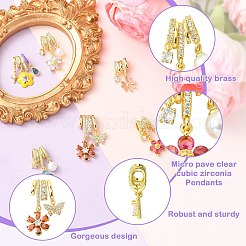 7Pcs 7 Styles Rack Plating Brass Micro Pave Clear Cubic Zirconia Pendants&nbsp;KK-CJ0004-03