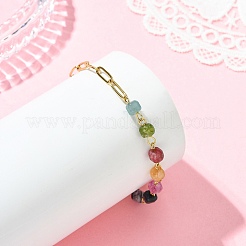 Cube Natural Gemstone Beads Link Bracelets&nbsp;BJEW-JB13903