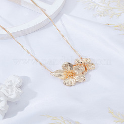 1Pc Alloy 2 Flower Pendant Necklaces for Women&nbsp;NJEW-LP0006-03G
