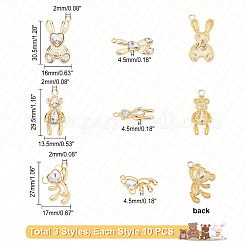 30Pcs 3 Style Rabbit & Bear Rack Plating Alloy Pendants&nbsp;FIND-PH0004-08