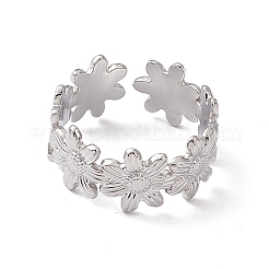 Non-Tarnish 304 Stainless Steel Ring Flower Wrap Open Cuff Ring for Women&nbsp;RJEW-C045-17P