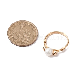 Round Natural Cultured Freshwater Pearl Finger Rings&nbsp;RJEW-JR00698