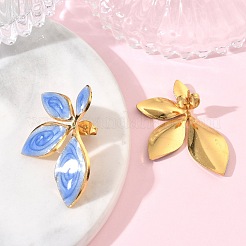 Leaf 304 Stainless Steel Enamel Stud Earrings&nbsp;SA-CBA46AF-24G