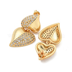 Heart Brass Pave Clear Cubic Zirconia Stud Earrings&nbsp;EJEW-M258-81G