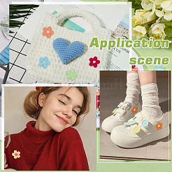 120Pcs 6 Colors Flower Yarn Knitted Appliques&nbsp;DIY-MA0006-85