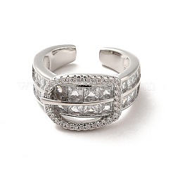 Clear Cubic Zirconia Buckle Shape Open Cuff Ring&nbsp;RJEW-C041-05P