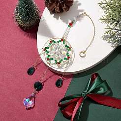Christmas Theme Snowflake Glass Beaded Hanging Ornaments&nbsp;HJEW-TA00184