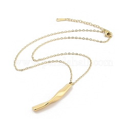 304 Stainless Steel Twist Stick Pendant Cable Chain Necklaces&nbsp;NJEW-H044-08G