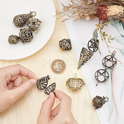 Tibetan Style Brass Cage Pendants&nbsp;KK-SC0004-35