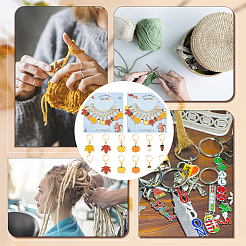 Autumn Theme Alloy Enamel Maple Leaf/Pumpkin/Acorn Locking Stitch Markers&nbsp;HJEW-PH01826