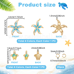 9Pcs 9 Styles Ocean Theme 304 Stainless Steel Enamel Pendants&nbsp;STAS-PH0007-28
