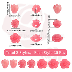 60Pcs 3 Styles Synthetic Coral Carved Beads&nbsp;CORA-SC0001-08