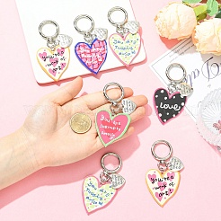 10Pcs 5 Styles Heart Alloy Enamel & Acrylic Pendant Decorations&nbsp;HJEW-YW00296