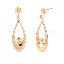 Brass Micro Pave Clear Cubic Zirconia Stud Earring Findings&nbsp;KK-S364-147