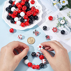 Painted Natural Wood Beads Sets&nbsp;WOOD-SP0001-16