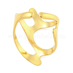 304 Stainless Steel Hollow Irregular Open Cuff Ring for Women&nbsp;RJEW-S406-01G-05